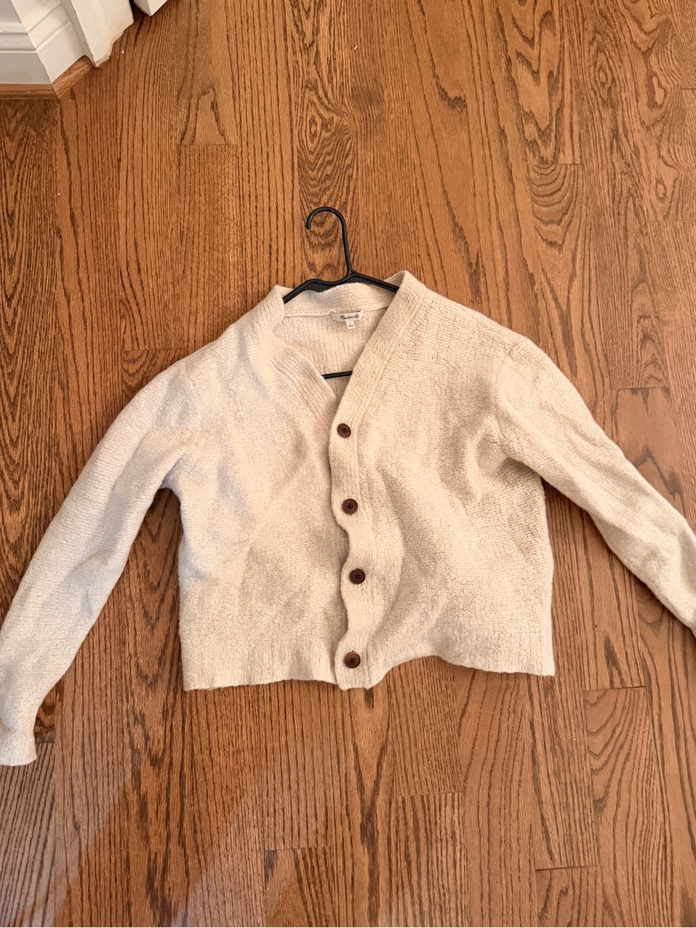 Merino wool Madewell Cream Button-Front Knit Cardigan